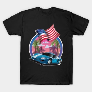 USA Blue sports car T-Shirt